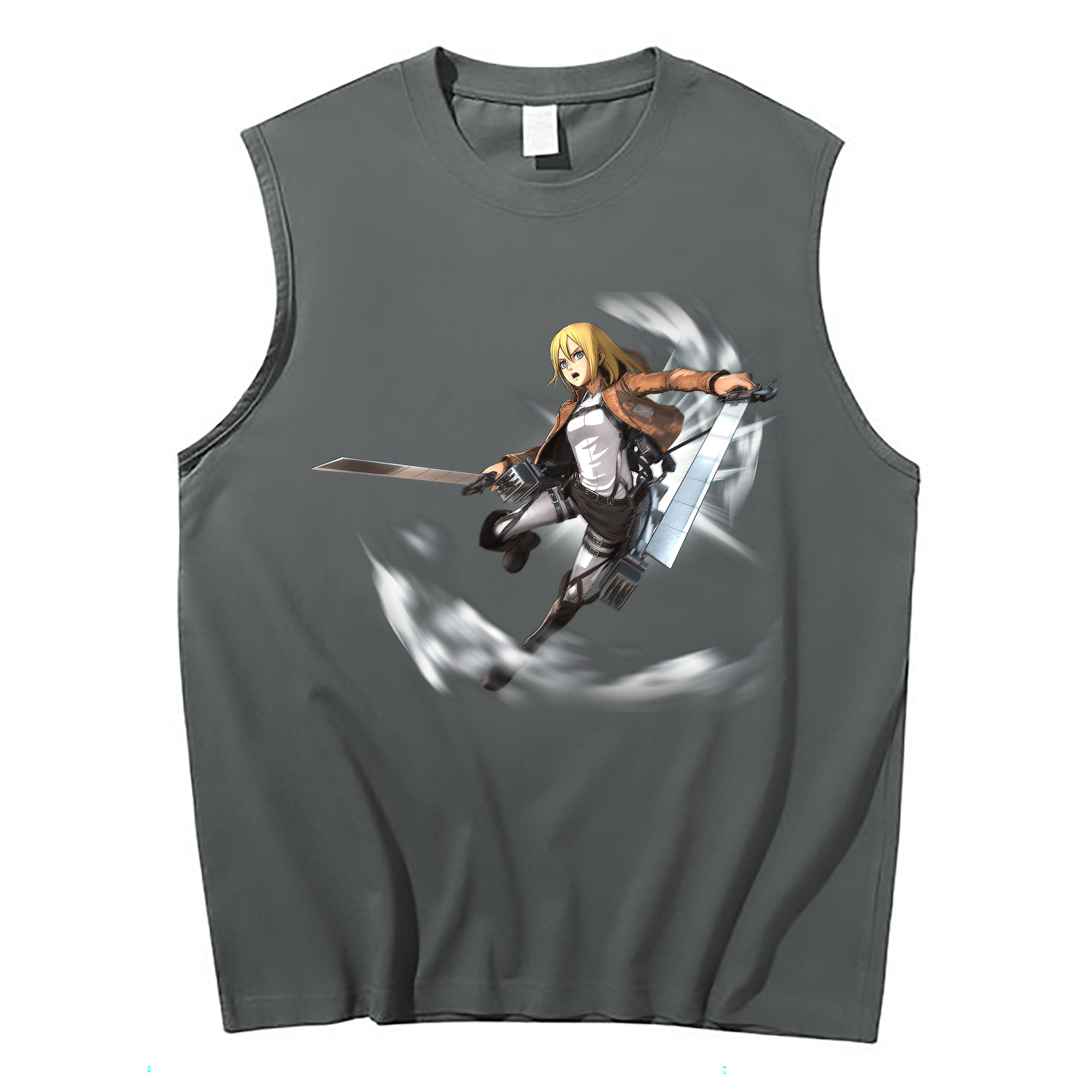 （画像用） 進撃の巨人 クリスタ·レンズ Attack on Titan Christa Lenz コットン100％タンクトップ（フロントプリント）